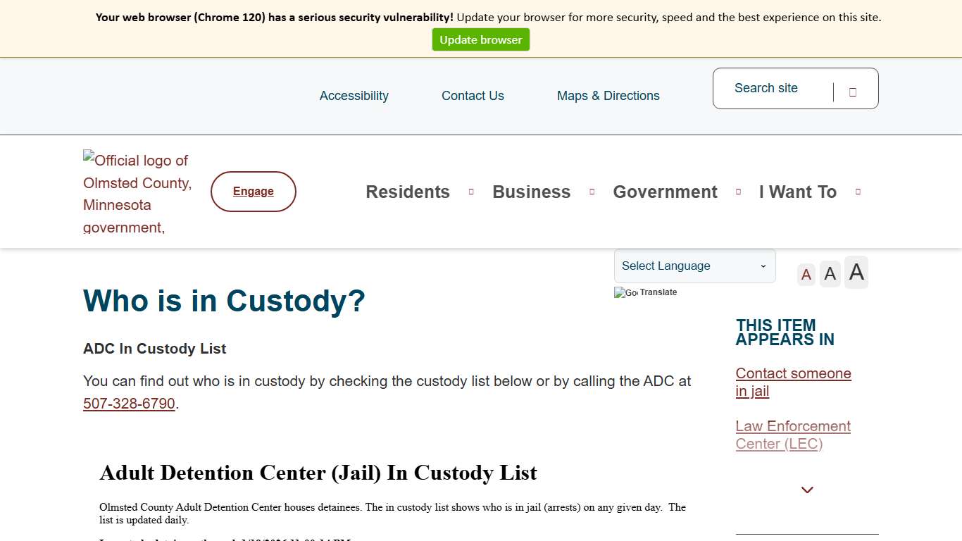 Who is in Custody? | Olmsted County, MN